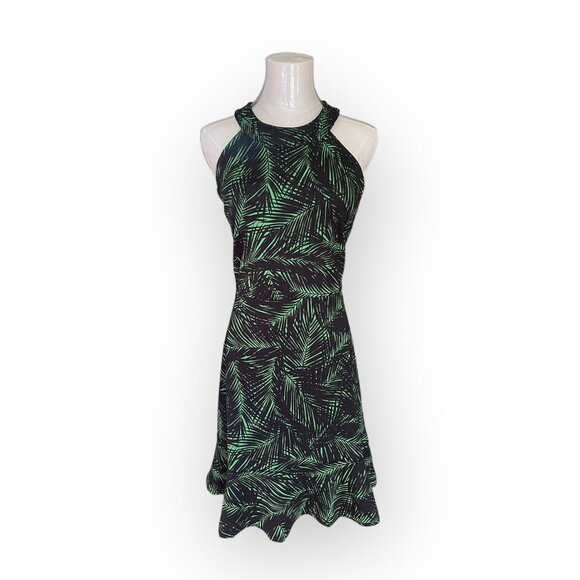 Michael Kors Dresses & Skirts - Michael Kors Green and Black Palm Print Knit Dress large
